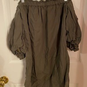 Green off the shoulder dress